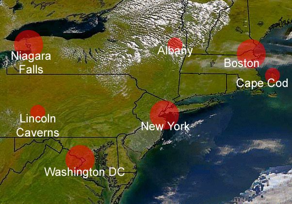 Karte der Ost-Kste der USA